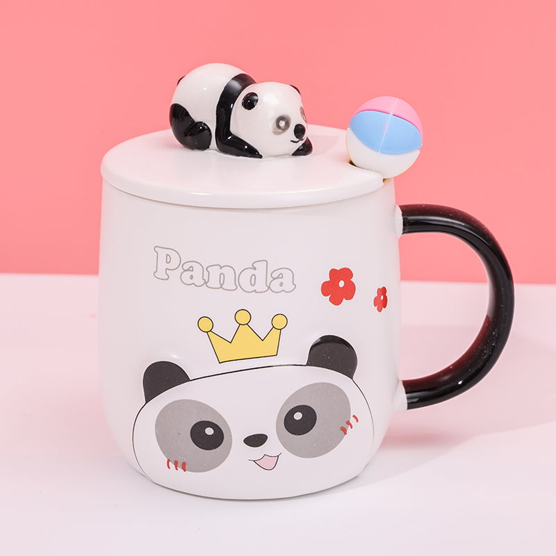 480ml Taza De Cerámica Panda De Dibujos Animados Con Cuchara (60 Pieces)(Personalización) - HOLY BOOK