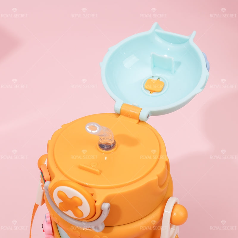 500ML Taza con aislamiento de acero inoxidable para ni?os, taza de agua con animales de dibujos animados bonitos (Personalizado)