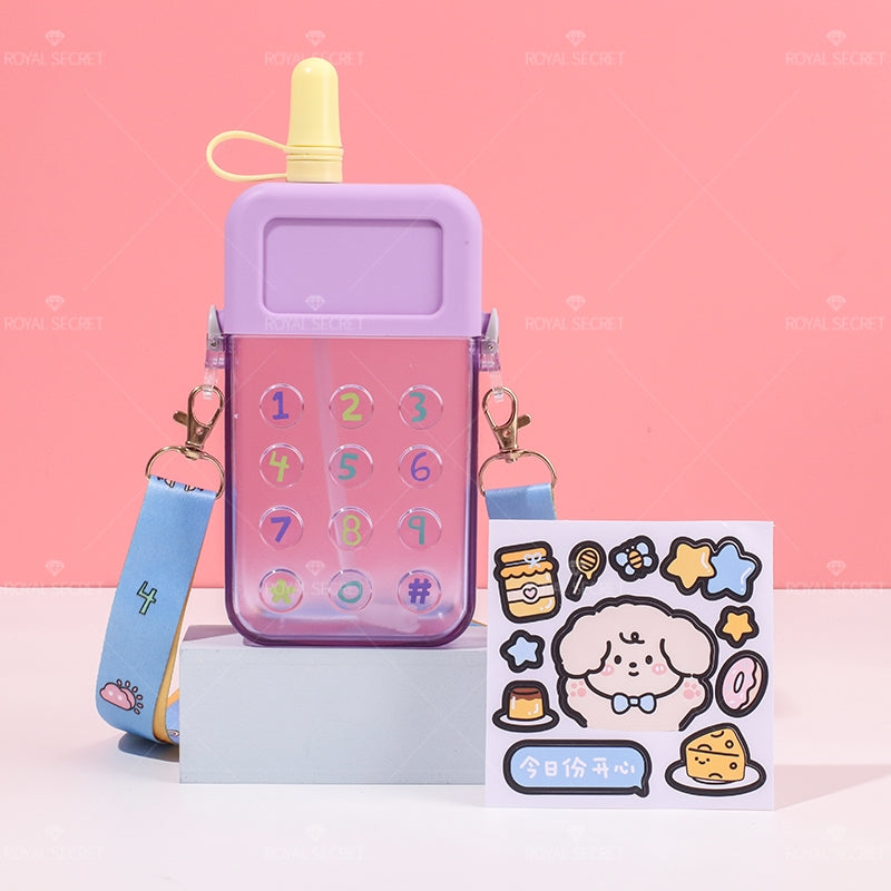 300ML Botella De Agua De Teléfono Móvil Con Paja Y Tirantes Ajustables(Personalización) - HOLY BOOK