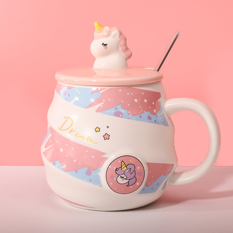 480ml Taza Unicornio Taza De Agua De Cerámica Con Tapa Y Cuchara (60 Pieces) - HOLY BOOK