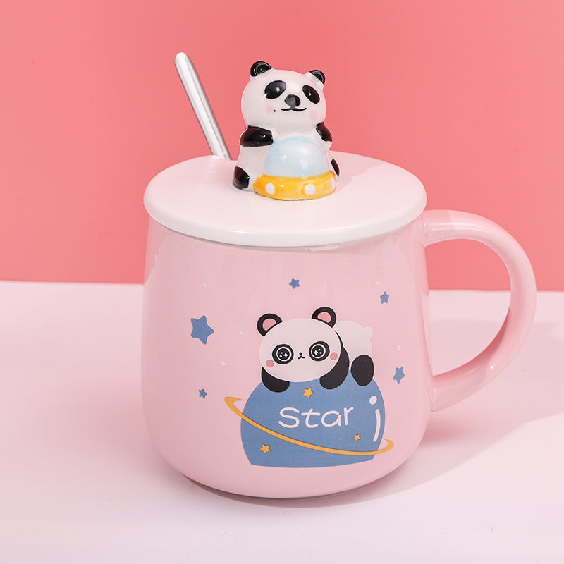 480ml Taza De Cerámica Panda Astronaut Con Cuchara (60 Pieces)(Personalización) - HOLY BOOK