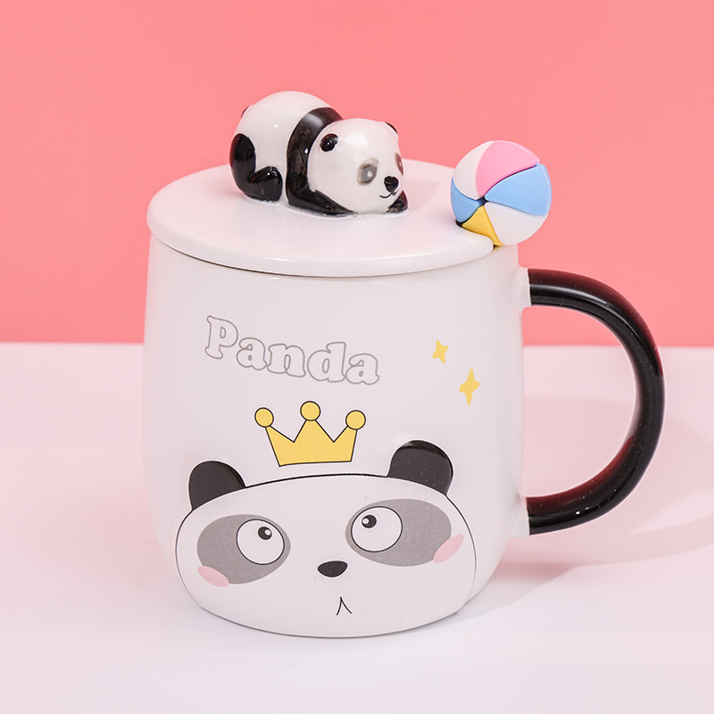 480ml Taza De Cerámica Panda De Dibujos Animados Con Cuchara (60 Pieces)(Personalización) - HOLY BOOK