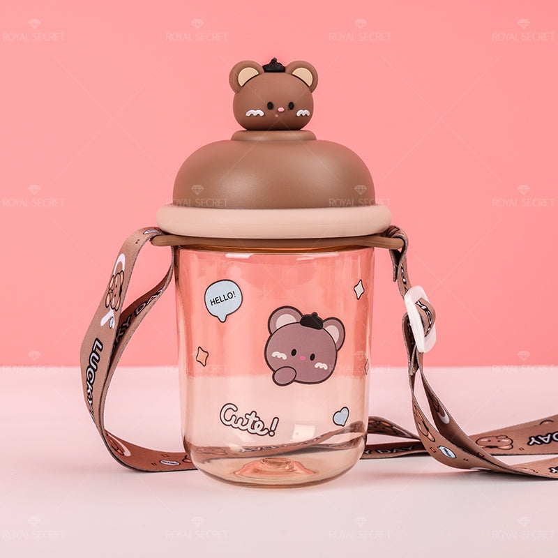 435ML Linda Botella De Agua De Animales De Dibujos Animados Con Bandolera (Personalización) - HOLY BOOK
