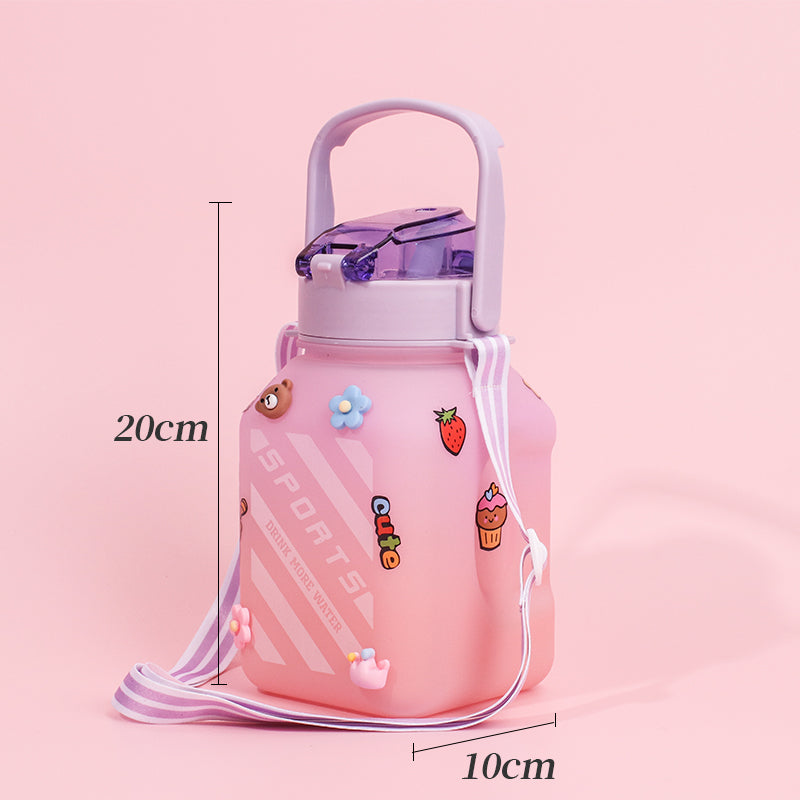 1500ML Botella De Agua Deportiva De Color Degradado Con Pegatina Vaso De Agua Inspiradora De Plástico (Personalizado)