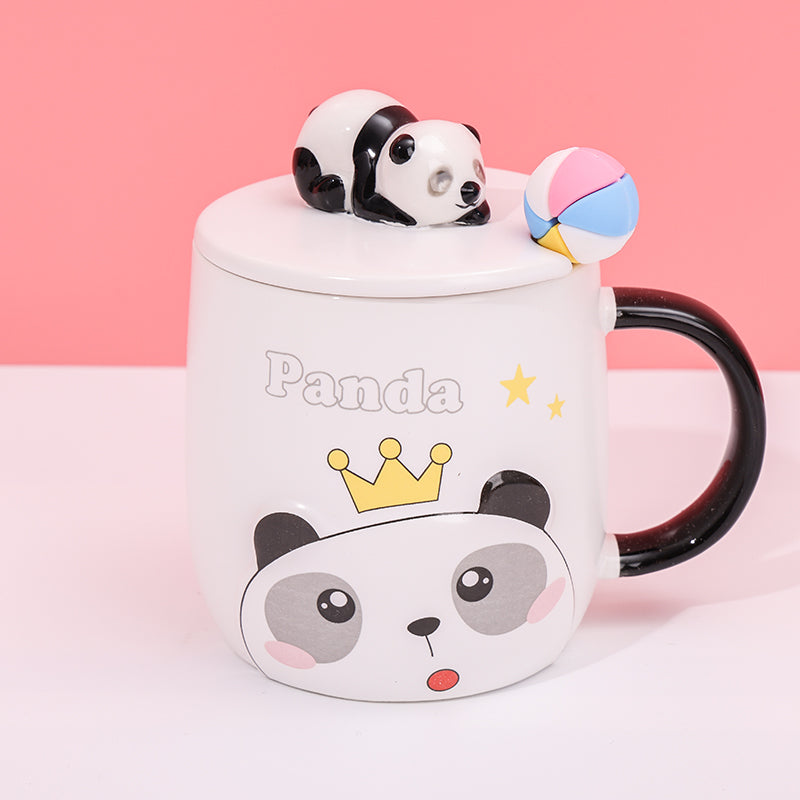 480ml Taza De Cerámica Panda De Dibujos Animados Con Cuchara (60 Pieces)(Personalización) - HOLY BOOK