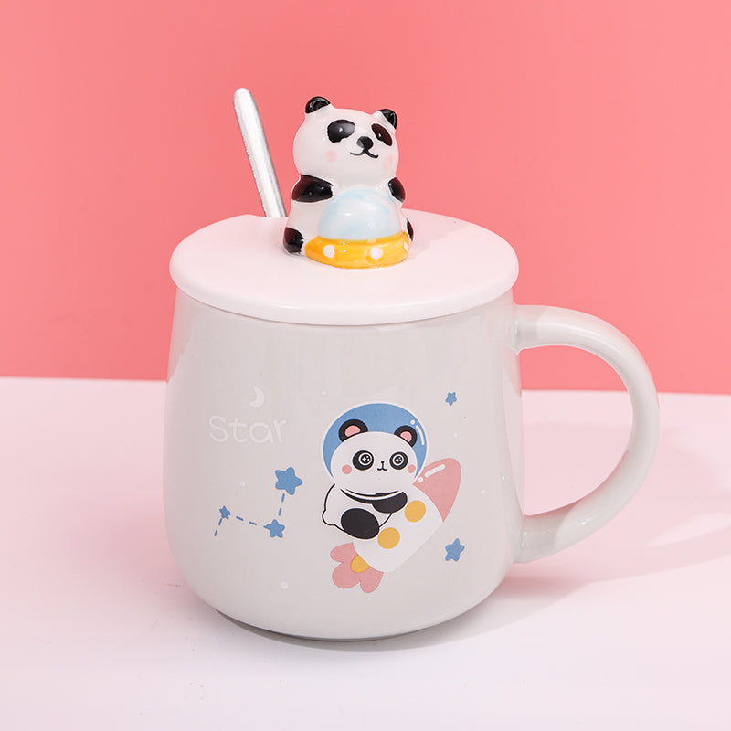 480ml Taza De Cerámica Panda Astronaut Con Cuchara (60 Pieces)(Personalización) - HOLY BOOK
