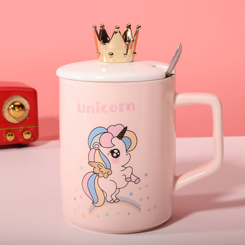 450 ml Taza de unicornio rosa Taza de agua de con tapa y cuchara (60 Pieces) - HOLY BOOK