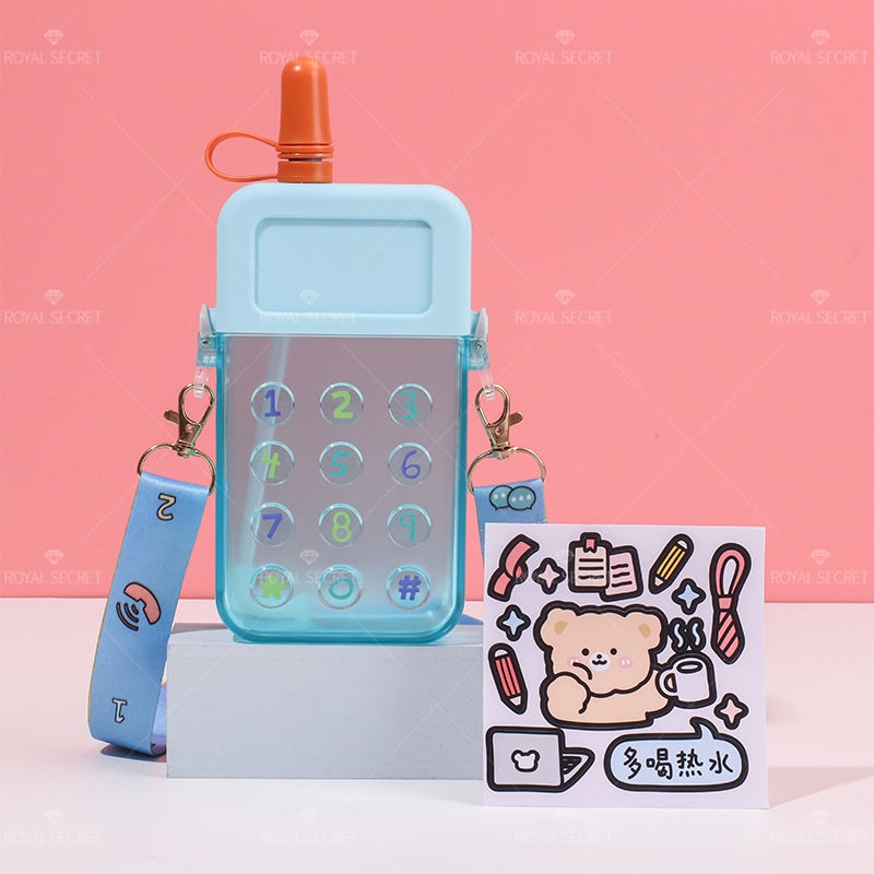 300ML Botella De Agua De Teléfono Móvil Con Paja Y Tirantes Ajustables(Personalización) - HOLY BOOK