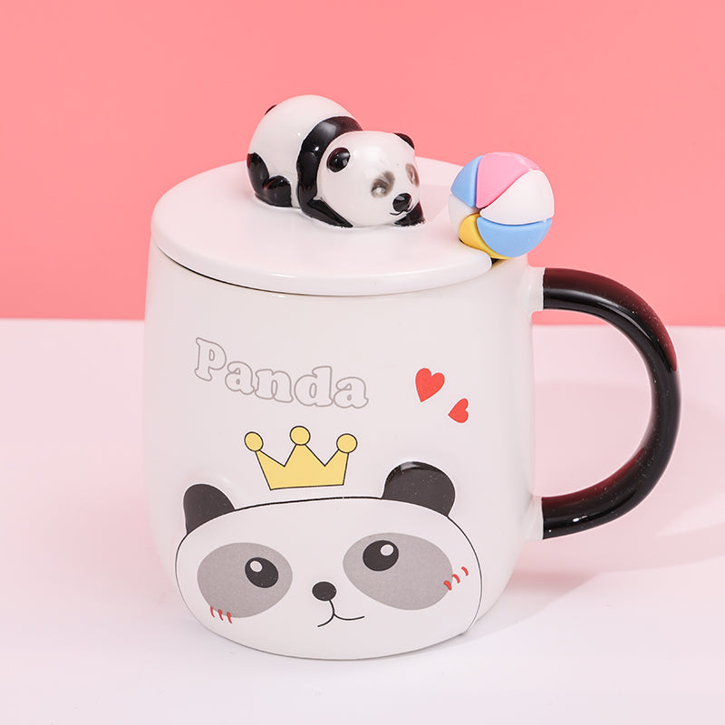 480ml Taza De Cerámica Panda De Dibujos Animados Con Cuchara (60 Pieces)(Personalización) - HOLY BOOK