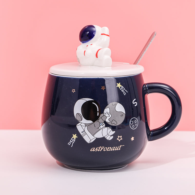 480ml Taza De Cerámica De Astronauta Con Tapa Y Cuchara (60 Pieces)(Personalización) - HOLY BOOK