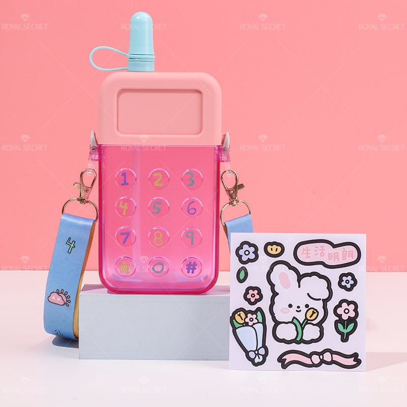 300ML Botella De Agua De Teléfono Móvil Con Paja Y Tirantes Ajustables(Personalización) - HOLY BOOK