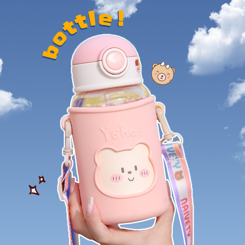 650ML Oso Botella De Agua Con Pajita Y Estuche(Personalización) - HOLY BOOK