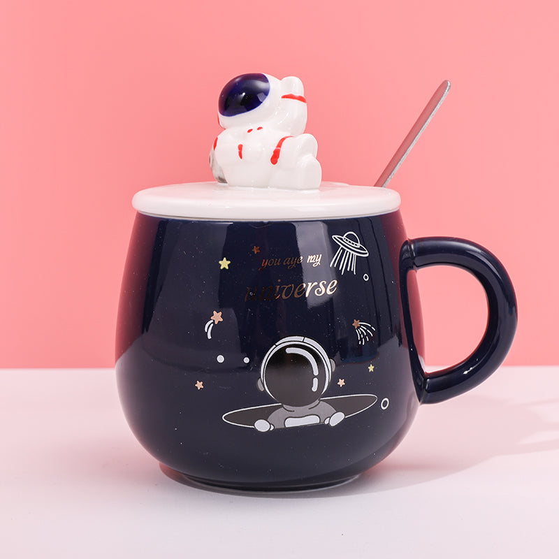 480ml Taza De Cerámica De Astronauta Con Tapa Y Cuchara (60 Pieces)(Personalización) - HOLY BOOK