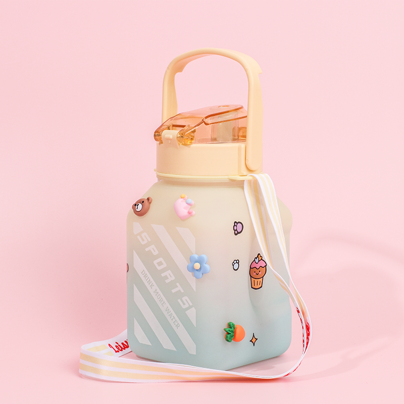 1500ML Botella De Agua Deportiva De Color Degradado Con Pegatina Vaso De Agua Inspiradora De Plástico (Personalizado)