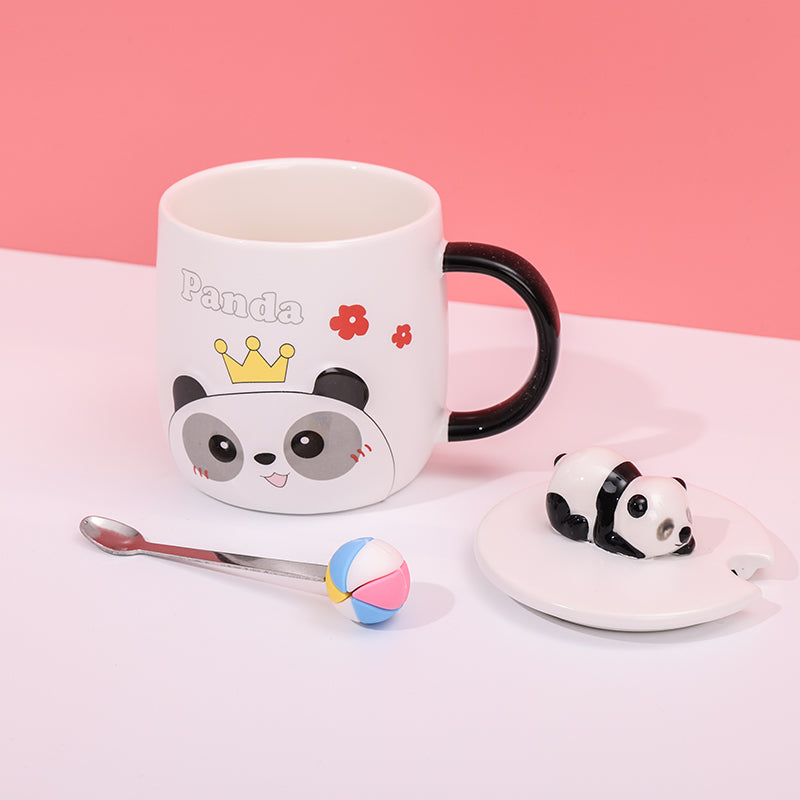 480ml Taza De Cerámica Panda De Dibujos Animados Con Cuchara (60 Pieces)(Personalización) - HOLY BOOK