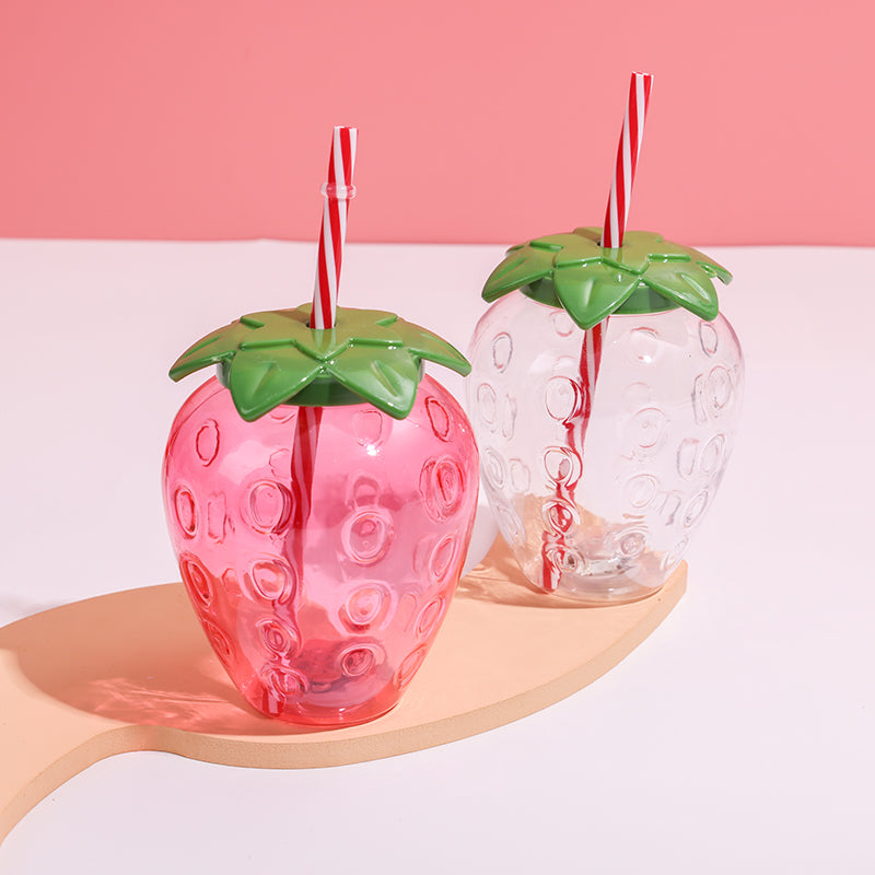 500ML Botella de agua de fresa LED brillante con pajita (Personalización) - HOLY BOOK