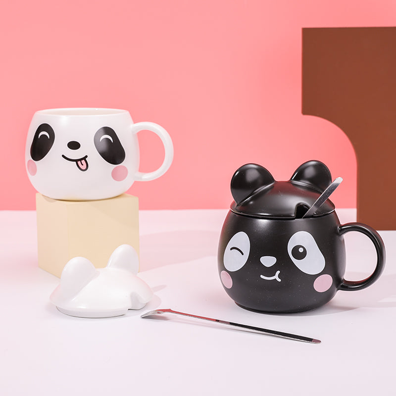 480ml Taza Cerámica Panda Con Cuchara (60 Pieces)(Personalización) - HOLY BOOK