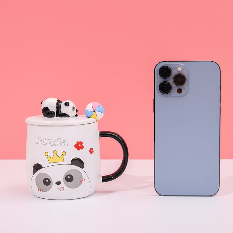 480ml Taza De Cerámica Panda De Dibujos Animados Con Cuchara (60 Pieces)(Personalización) - HOLY BOOK