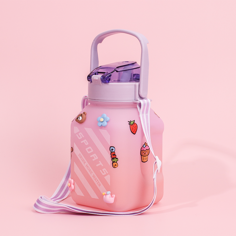 1500ML Botella De Agua Deportiva De Color Degradado Con Pegatina Vaso De Agua Inspiradora De Plástico (Personalizado)