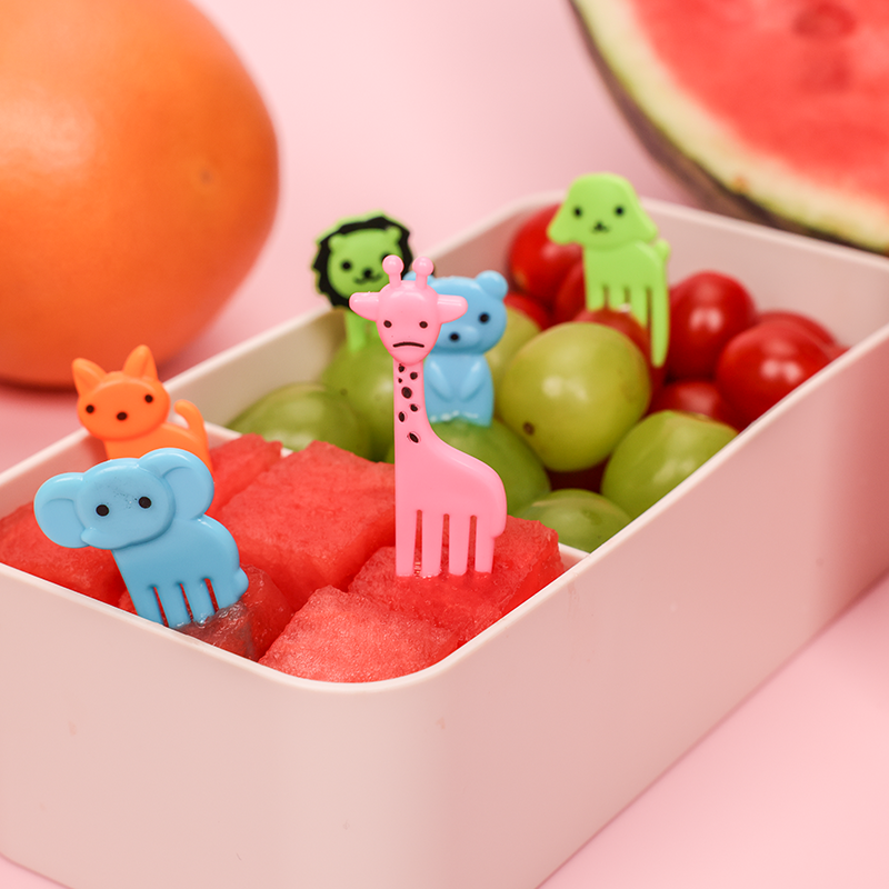 10 Piezas Tenedor De Fruta Animal De Dibujos Animados Tenedor De Resina Reutilizable Palillos De Dientes Para Ni?os (Personalizado)