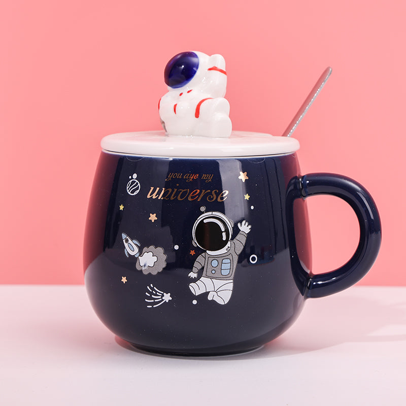 480ml Taza De Cerámica De Astronauta Con Tapa Y Cuchara (60 Pieces)(Personalización) - HOLY BOOK