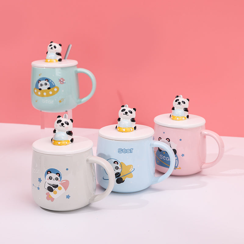 480ml Taza De Cerámica Panda Astronaut Con Cuchara (60 Pieces)(Personalización) - HOLY BOOK