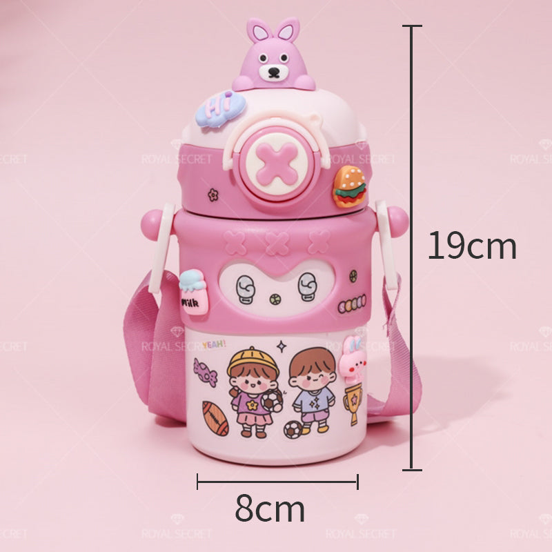 500ML Taza con aislamiento de acero inoxidable para ni?os, taza de agua con animales de dibujos animados bonitos (Personalizado)