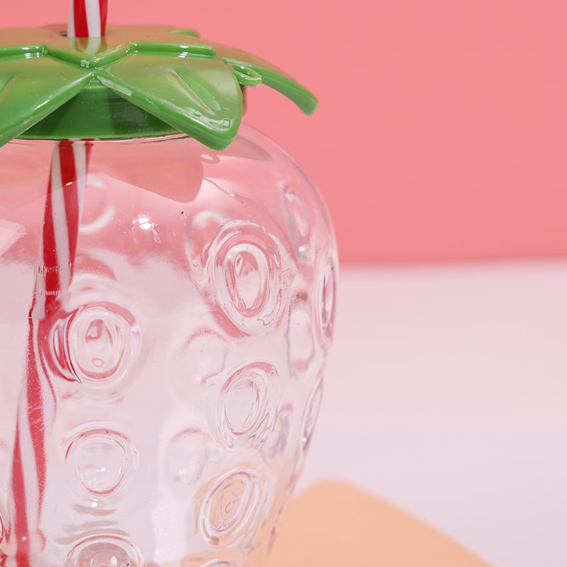 500ML Botella de agua de fresa LED brillante con pajita (Personalización) - HOLY BOOK