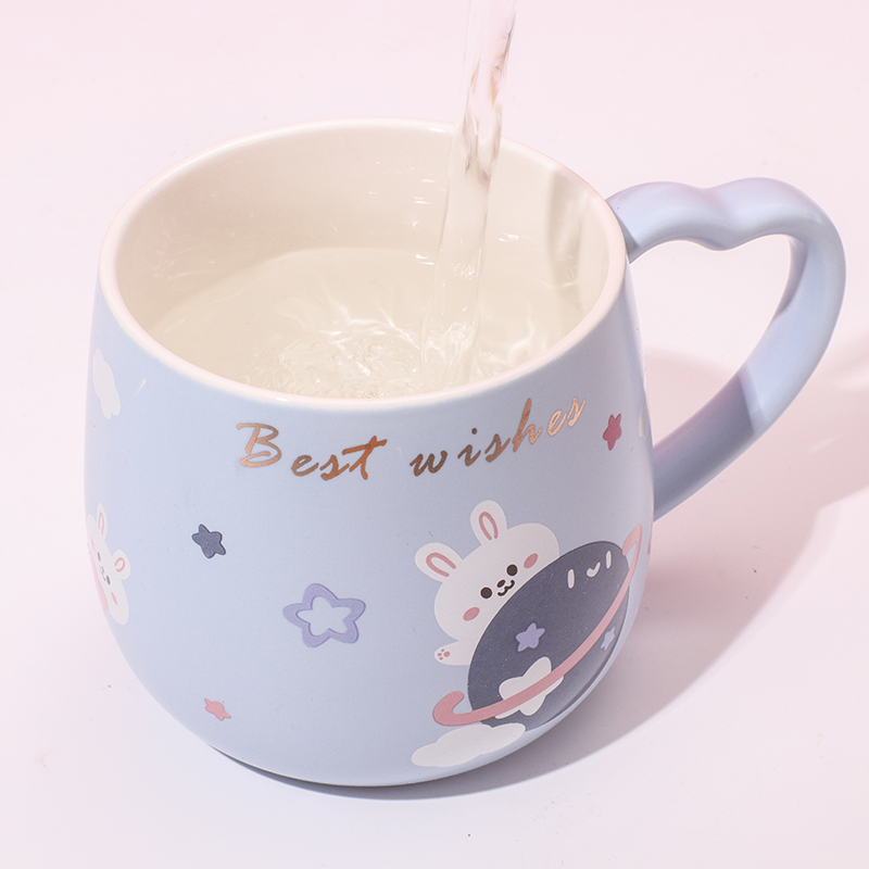 460 ml Taza De Planeta Taza De Agua De Cerámica Con Tapa Y Cuchara (Personalizado)