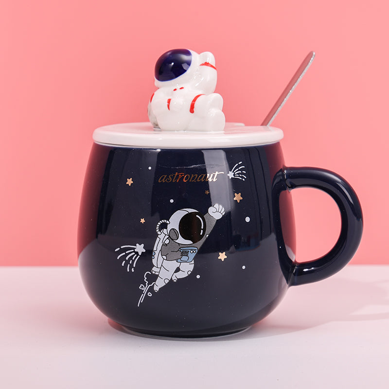 480ml Taza De Cerámica De Astronauta Con Tapa Y Cuchara (60 Pieces)(Personalización) - HOLY BOOK