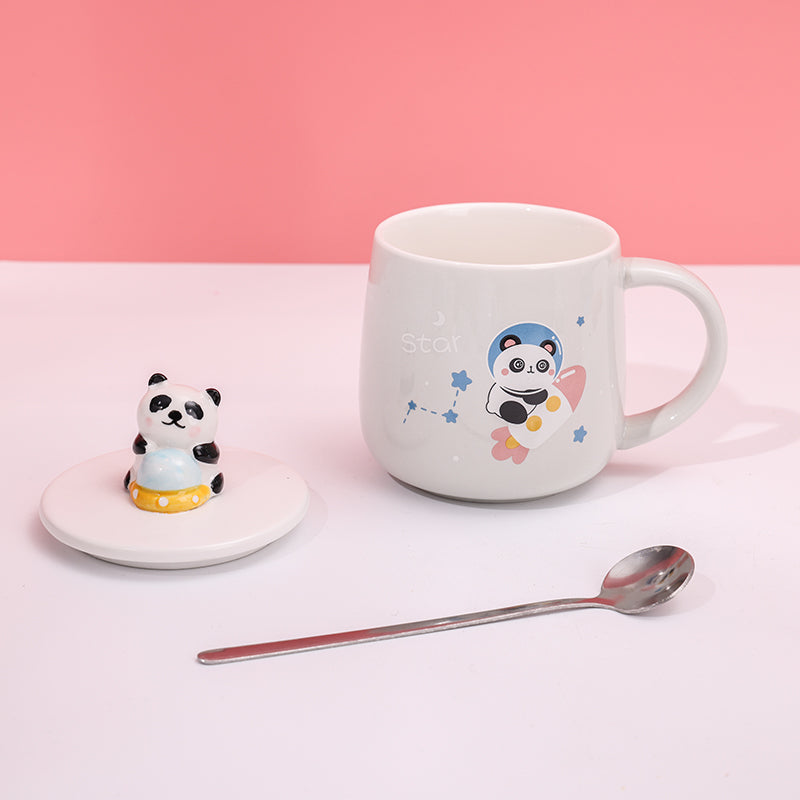 480ml Taza De Cerámica Panda Astronaut Con Cuchara (60 Pieces)(Personalización) - HOLY BOOK