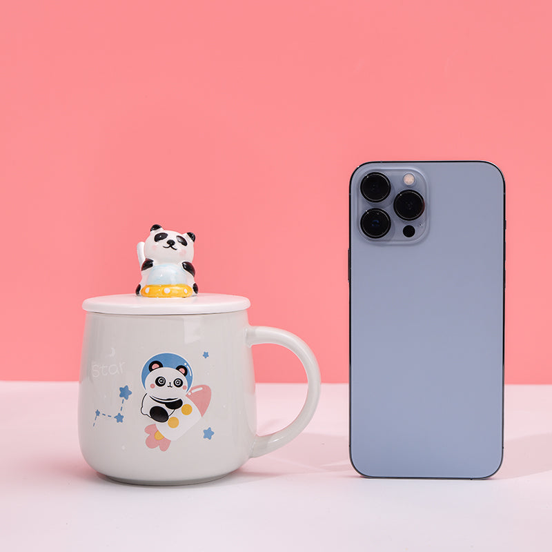 480ml Taza De Cerámica Panda Astronaut Con Cuchara (60 Pieces)(Personalización) - HOLY BOOK