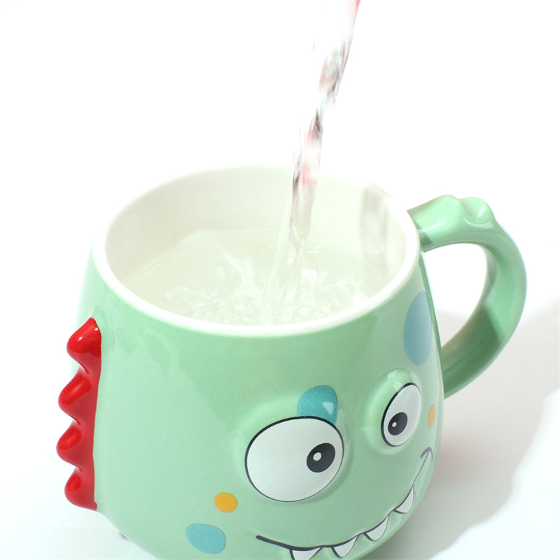 400 ml Taza De Dibujos Animados Taza De Agua De Cerámica Con Tapa Y Cuchara (Personalizado)