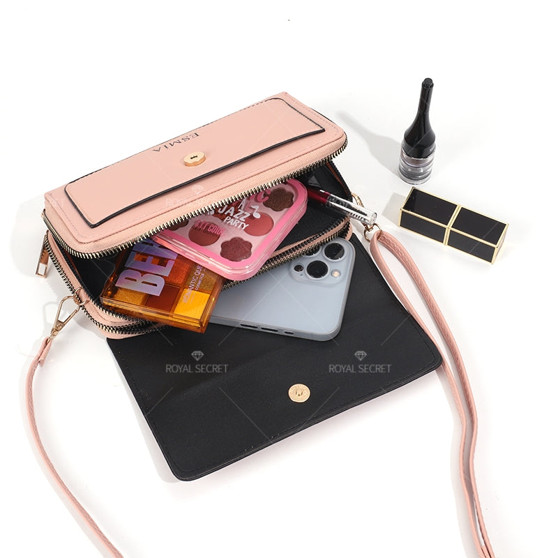 Bolsa De Mensajero De Color Sólido Para Mujer Bolsa De Teléfono De Cuero PU Bolsas De Hombro(Mayoreo)