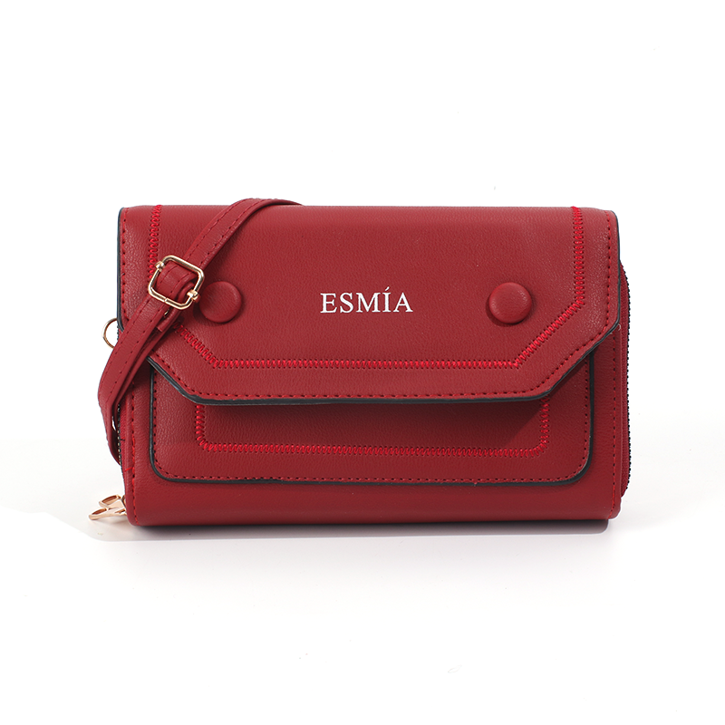 Bolsa De Mensajero De Color Sólido Para Mujer Bolsa De Teléfono De Cuero PU Bolsas De Hombro(Mayoreo)