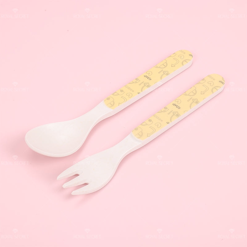 Plato Llano Cuadrado De Fibra De Bambú Con Forma De Animal Con Cuchillo Y Tenedor (Personalizado)