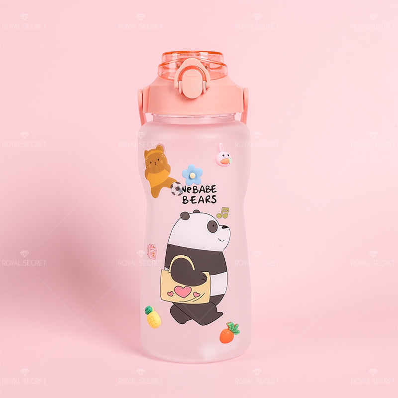 2000 ML Botella De Agua Exfoliante De Oso Regordete Lindo De Con Pajita Y Pegatina (Personalizado)