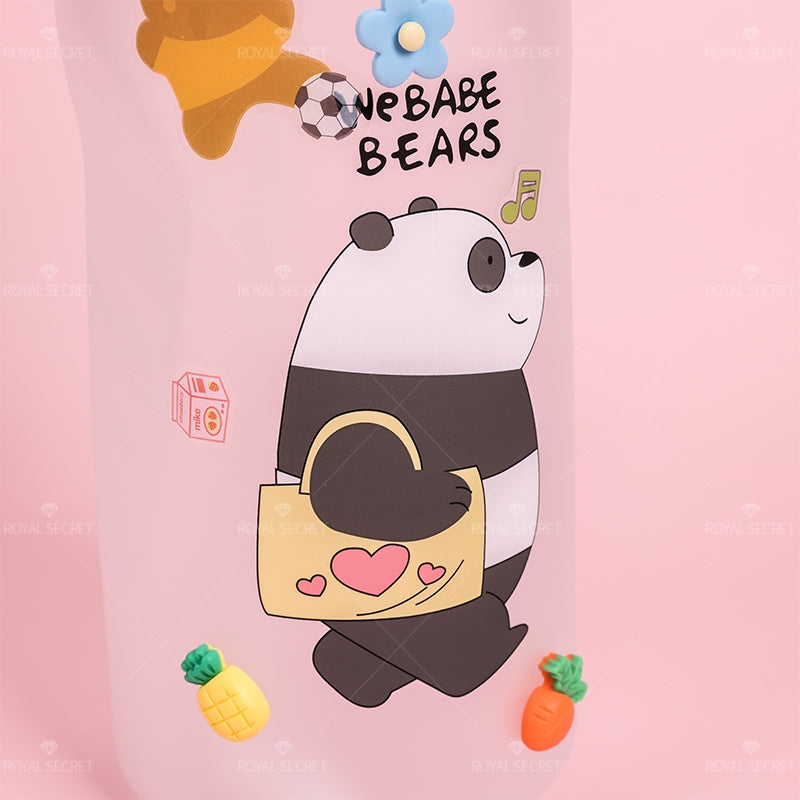 2000 ML Botella De Agua Exfoliante De Oso Regordete Lindo De Con Pajita Y Pegatina (Personalizado)
