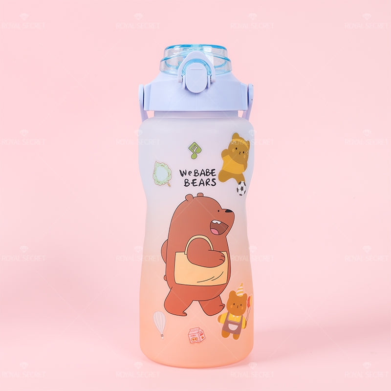 2000ML Botella De Agua Con Gradiente De Oso Gordo Lindo De Con Pajita Y Pegatina (Personalizado)