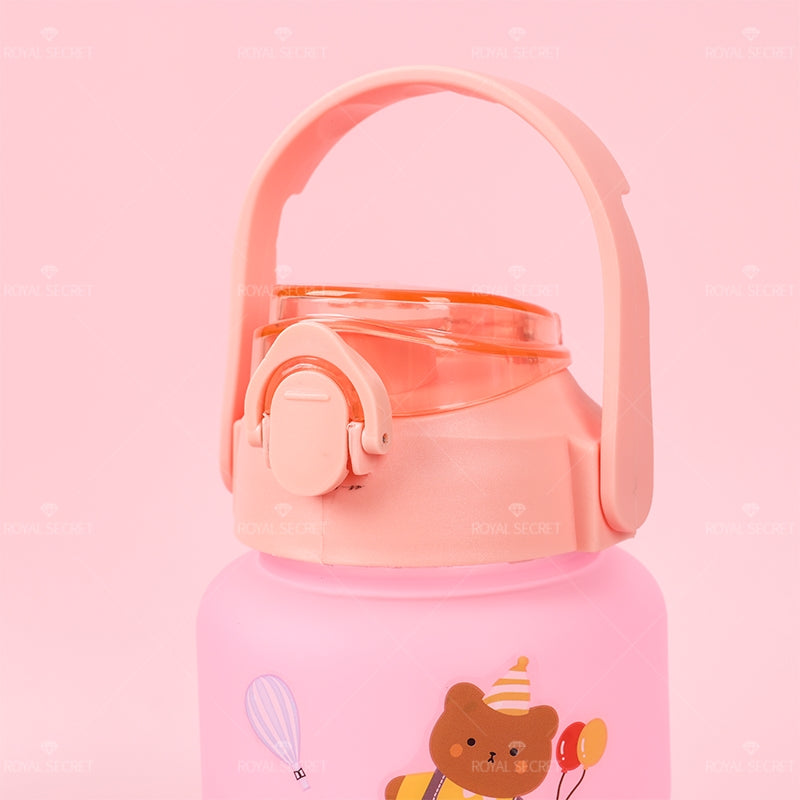 2000ML Botella De Agua Con Gradiente De Oso Gordo Lindo De Con Pajita Y Pegatina (Personalizado)