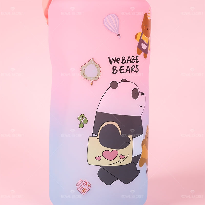 2000ML Botella De Agua Con Gradiente De Oso Gordo Lindo De Con Pajita Y Pegatina (Personalizado)