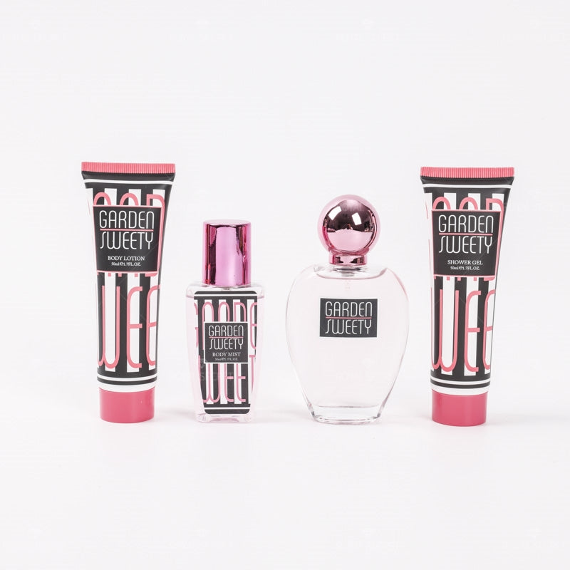 Conjunto de 4 piezas para mujer Gel de ducha + Loción corporal + Spray corporal + Perfume (Personalizado)