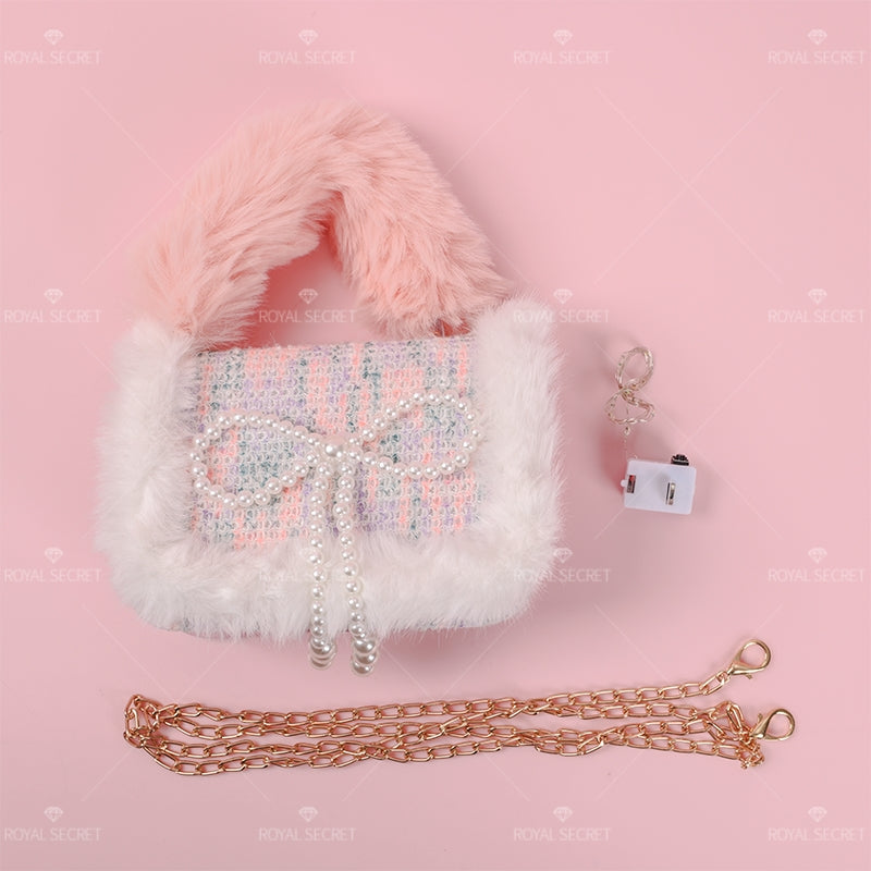 Linda Bolsa De Mensajero De Felpa Para Mujer Con Luces Bolso Bandolera (Mayoreo)