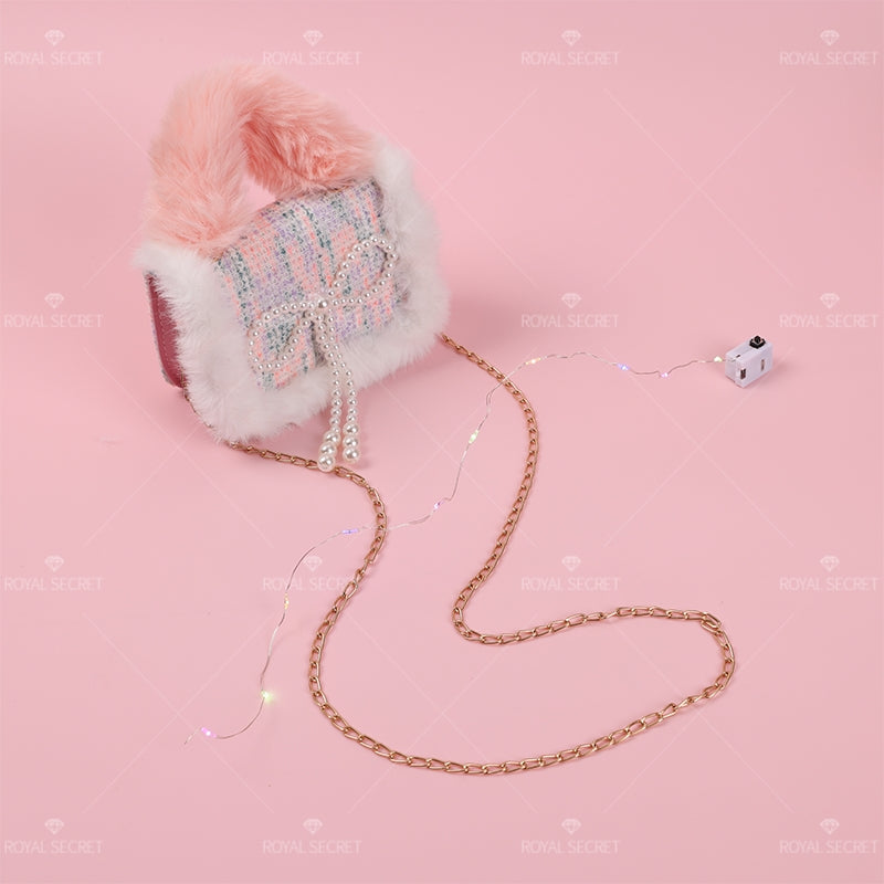 Linda Bolsa De Mensajero De Felpa Para Mujer Con Luces Bolso Bandolera (Mayoreo)