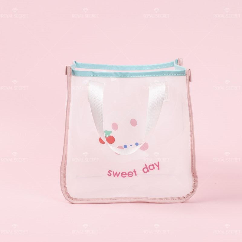 Dibujos animados animal print cute lady portátil transparente bolsa de almacenamiento (Personalizado)