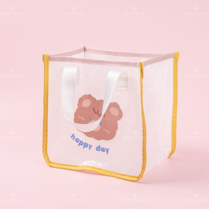 Dibujos animados animal print cute lady portátil transparente bolsa de almacenamiento (Personalizado)