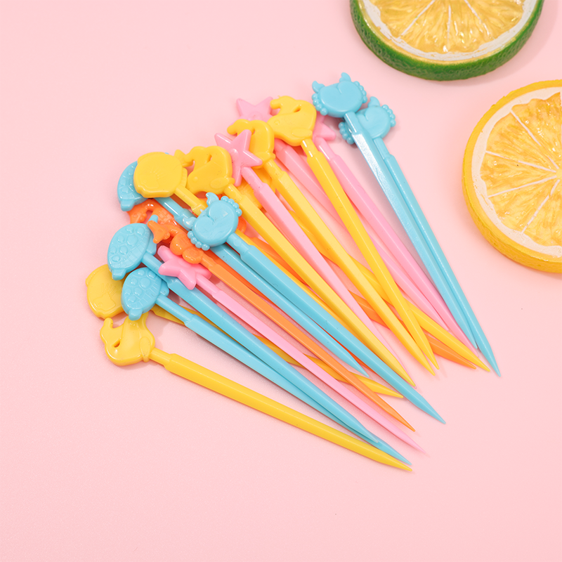 10 Piezas Palillos De Dientes Para Ni?os Tenedor De Fruta De Dibujos Animados Tenedores De Resina Reutilizable (Personalizado)