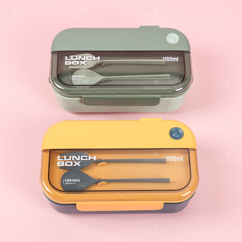 1100ML Fiambrera Con Compartimento Rectangular Caja De Almuerzo Aislada Portátil Lunch Box Lonchera Con Cubiertos (Personalizado)