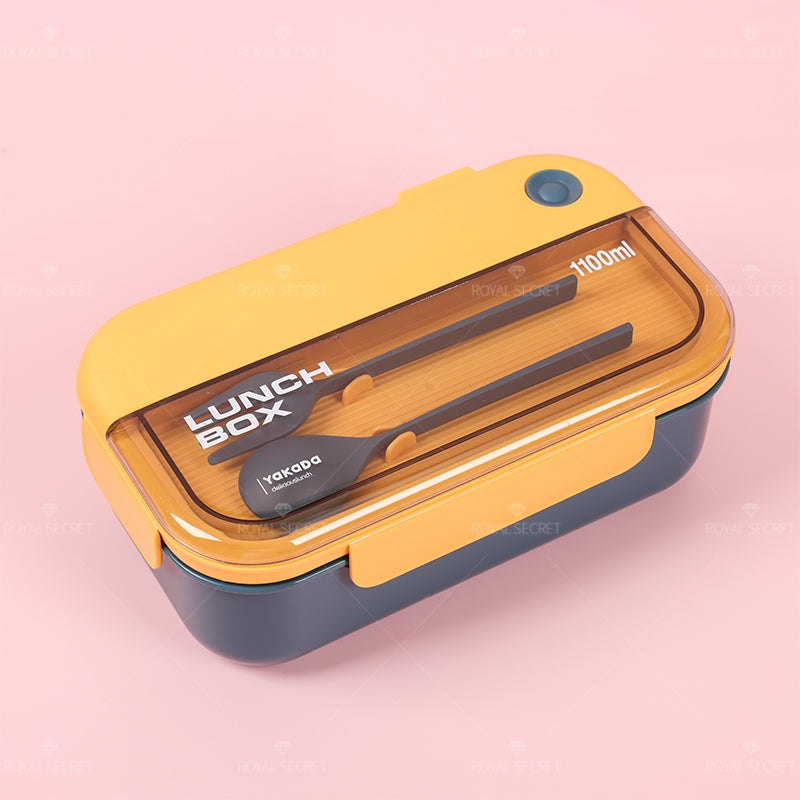 1100ML Fiambrera Con Compartimento Rectangular Caja De Almuerzo Aislada Portátil Lunch Box Lonchera Con Cubiertos (Personalizado)