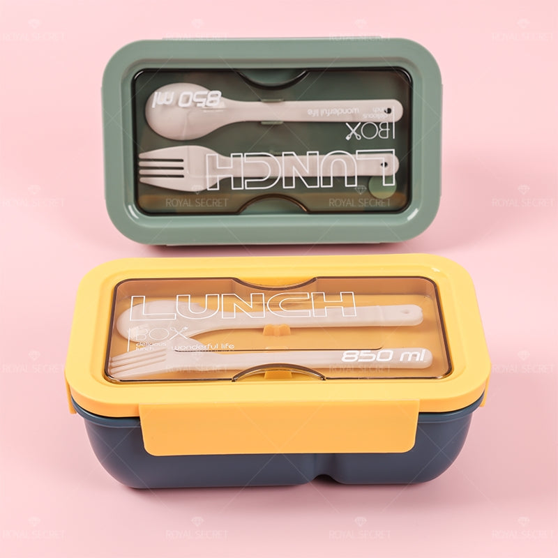 850ML Fiambrera Con Compartimento Rectangular Caja De Almuerzo Aislada Portátil Lunch Box Lonchera Con Cubiertos (Personalizado)